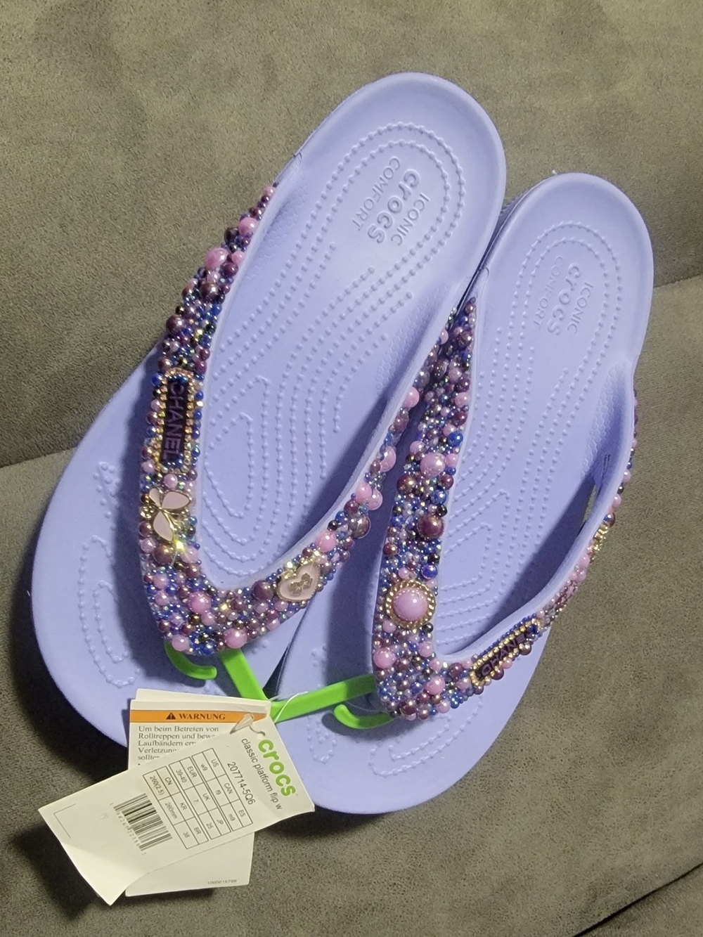 Crocs Women’s Lavender Jeweled Flip Flops